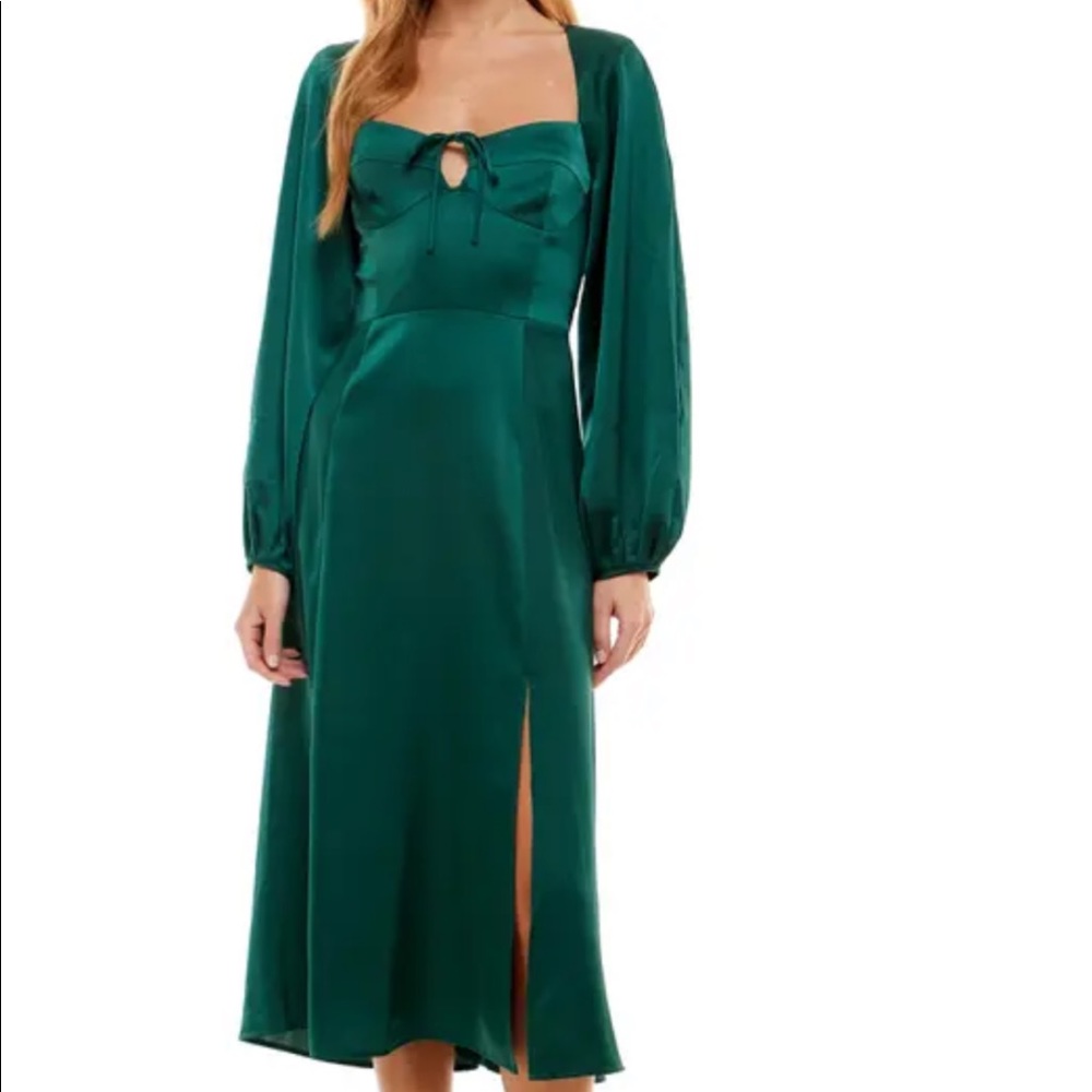 Wayf Sable Long Sleeve Bustier Dress Green / Christmas or Holiday Party Dress
